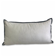 Load image into Gallery viewer, White Linen with Blue Velvet Border Scatter Cushion Cover
