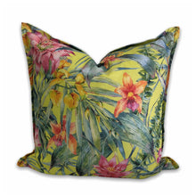 Load image into Gallery viewer, Tropical Floral on Yellow Scatter Cushion Cover