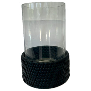 Rattan Candle Hurricane Lamp - Black