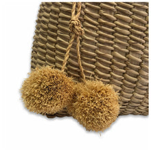 Load image into Gallery viewer, Beach Basket with Natural Raffia Pom-Poms
