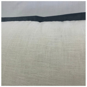 White Linen with Blue Velvet Border Scatter Cushion Cover