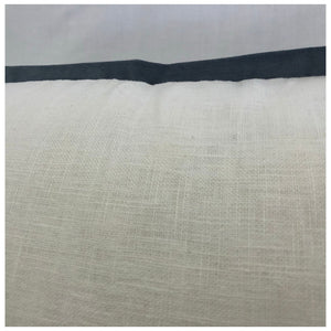 White Linen with Blue Velvet Border Scatter Cushion Cover