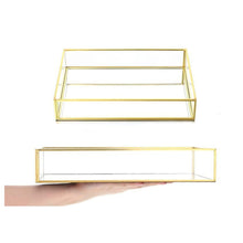 Load image into Gallery viewer, Rectangular Gold Metal and Glass Tray
