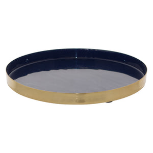 Satin Brass Gold/Navy Tray 26cm
