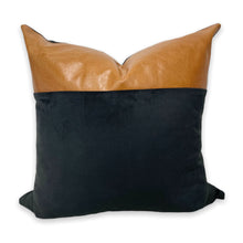 Load image into Gallery viewer, Black Velvet &amp; Leather Scatter Cushion Cover
