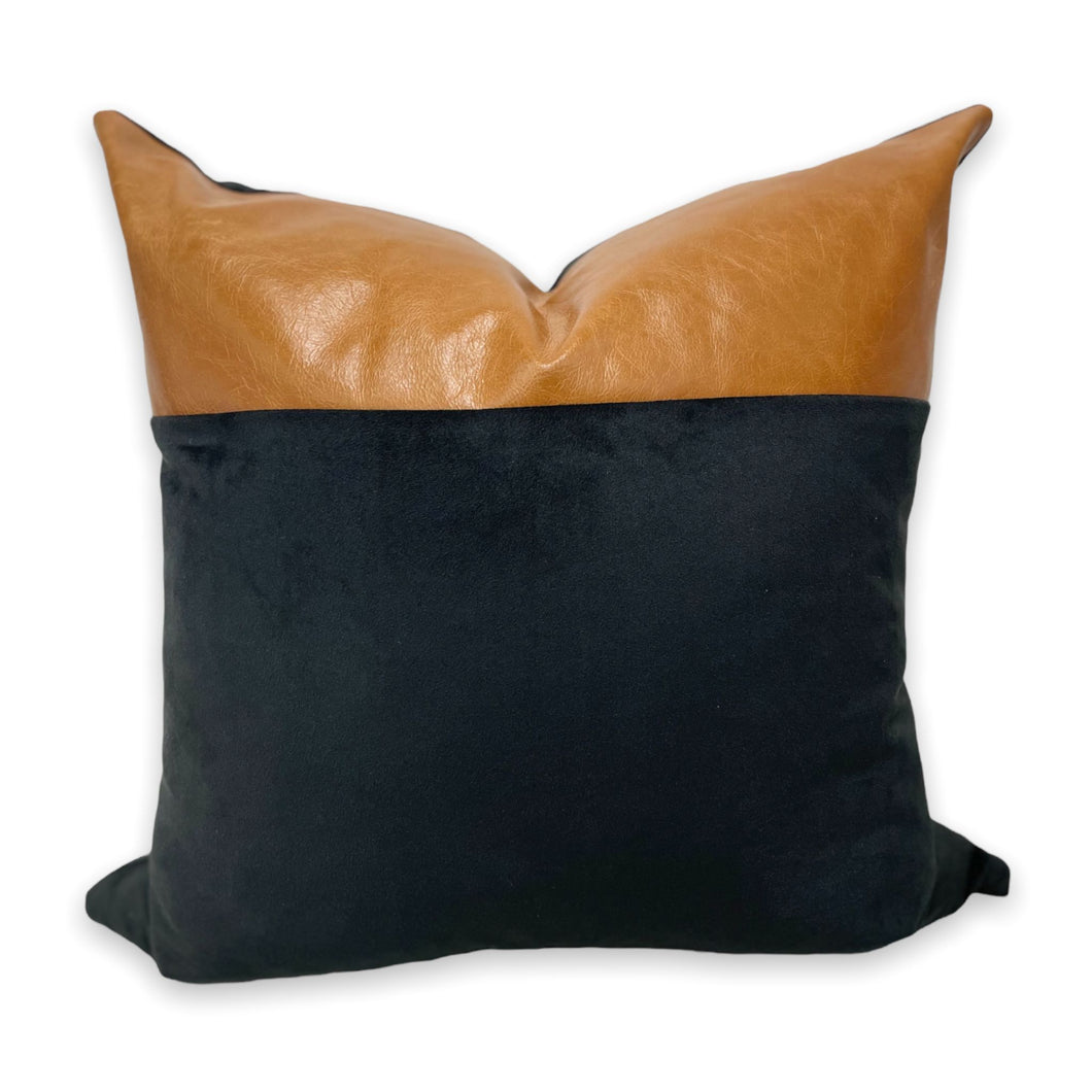 Black Velvet & Leather Scatter Cushion Cover