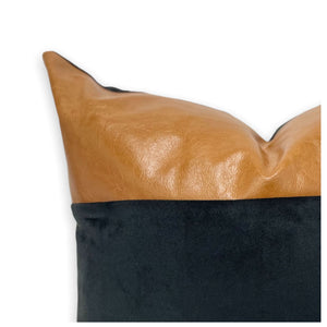 Black Velvet & Leather Scatter Cushion Cover